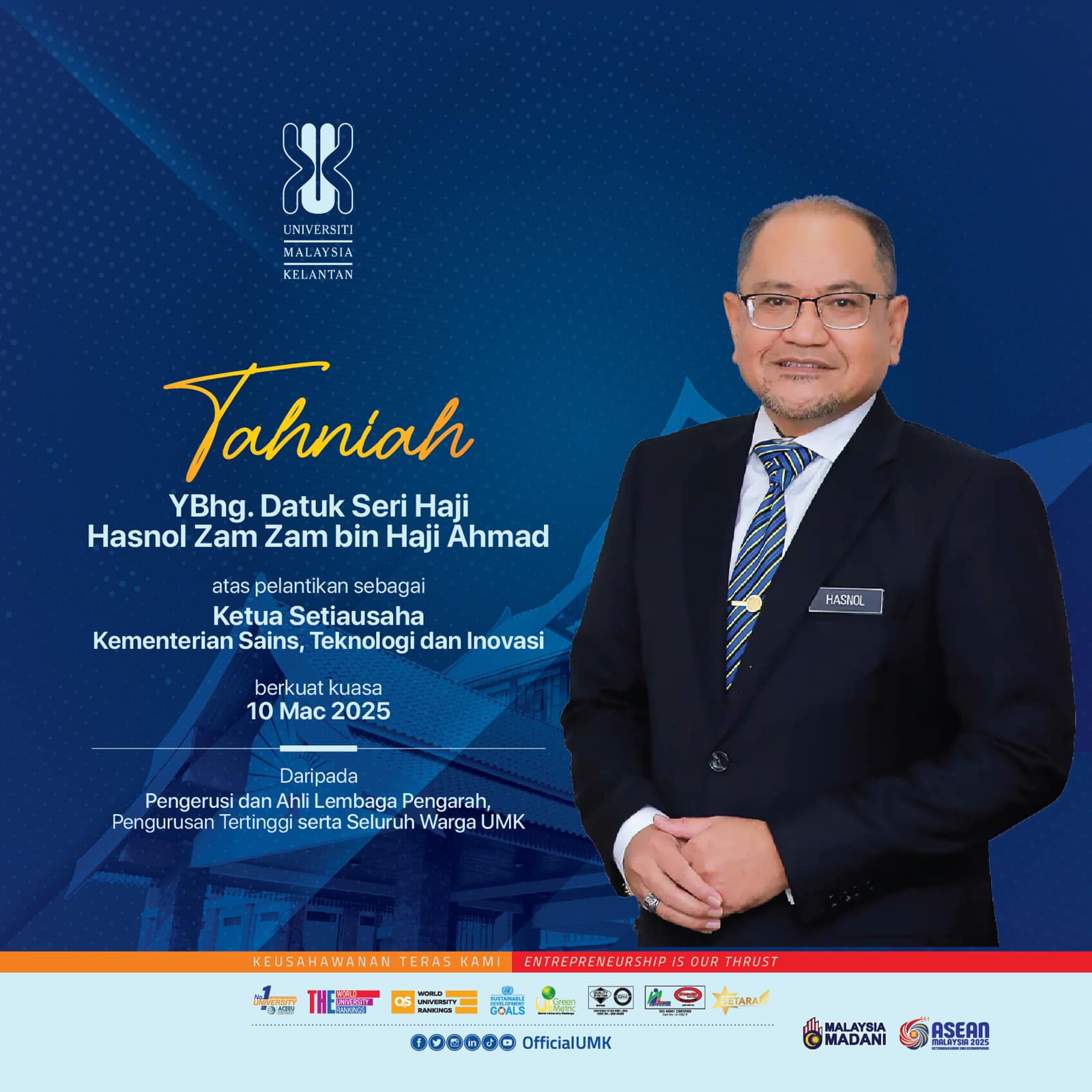 Universiti - Tahniah diucapkan kepada YBhg. Datuk Seri Haji Hasnol Zam ...