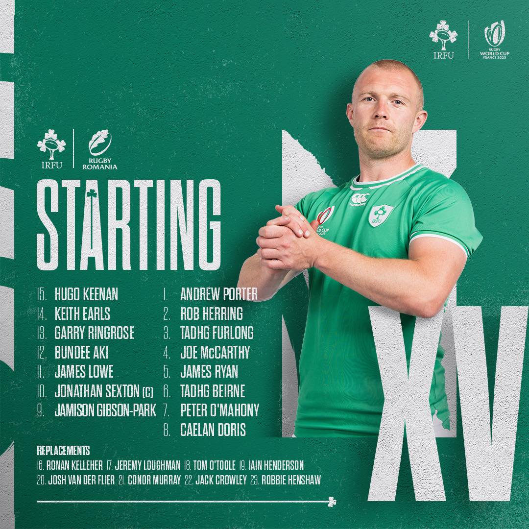 IrishRugby - Our line up for Saturday’s Rugby World Cup... | Facebook