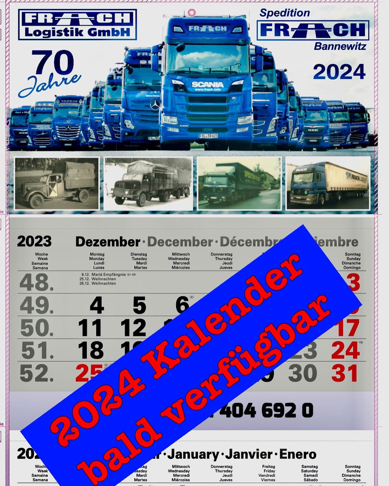Spedition Frach - …. bald sind unsere neuen Kalender...