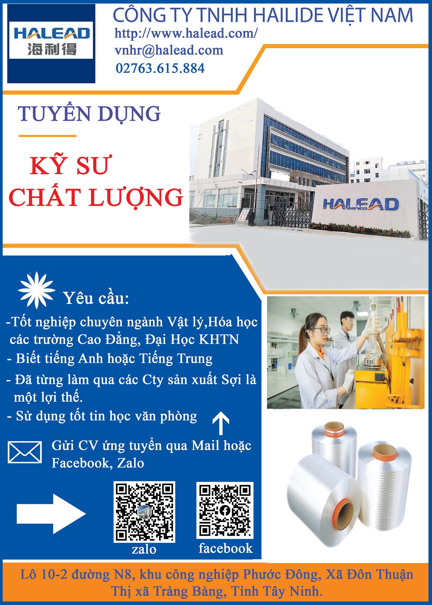🎊CTY TNHH HAILIDE VIỆT... - Tuyển Dụng Công Nhân KCN Tây Ninh