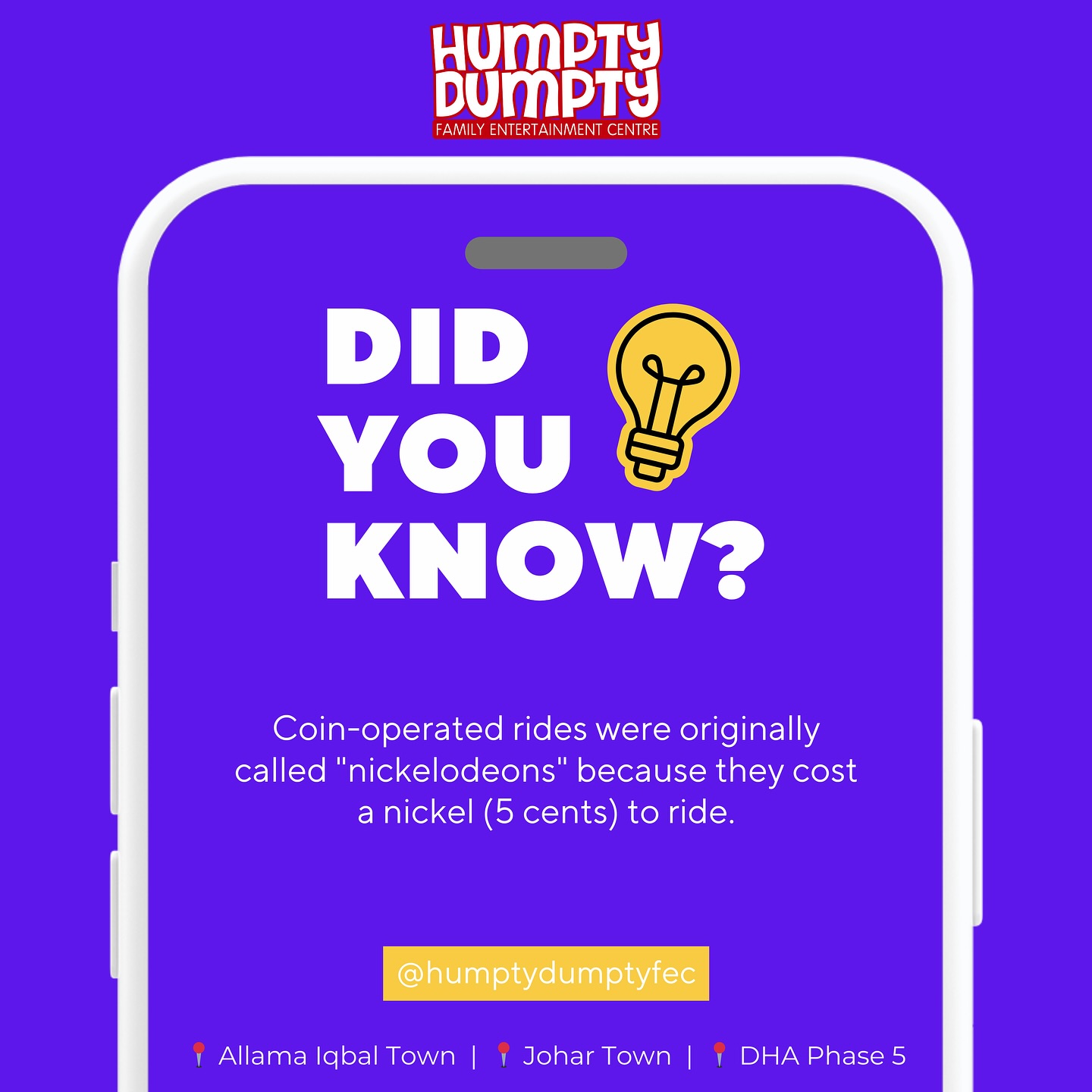 Humpty - Did you know ? 🤔 LOCATIONS: 📍 Allama Iqbal Town (Opposite Moon ...