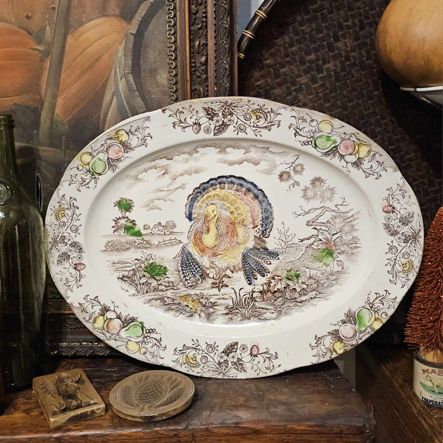Vintage Thanksgiving items for sale: plates, platters, and decor