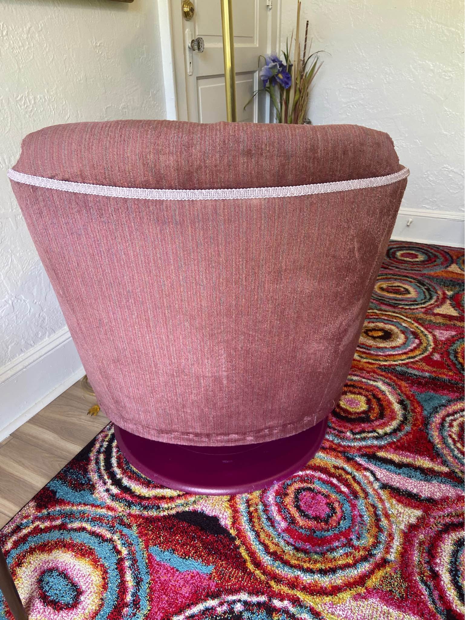 70s MCM Mauve Pinstripe Upholstered Swivel Rocker LazyBoy Accent Arm ...