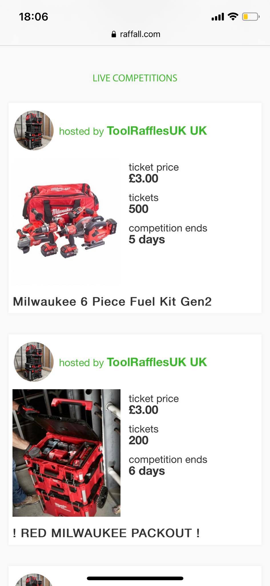 Tool Raffles Uk
