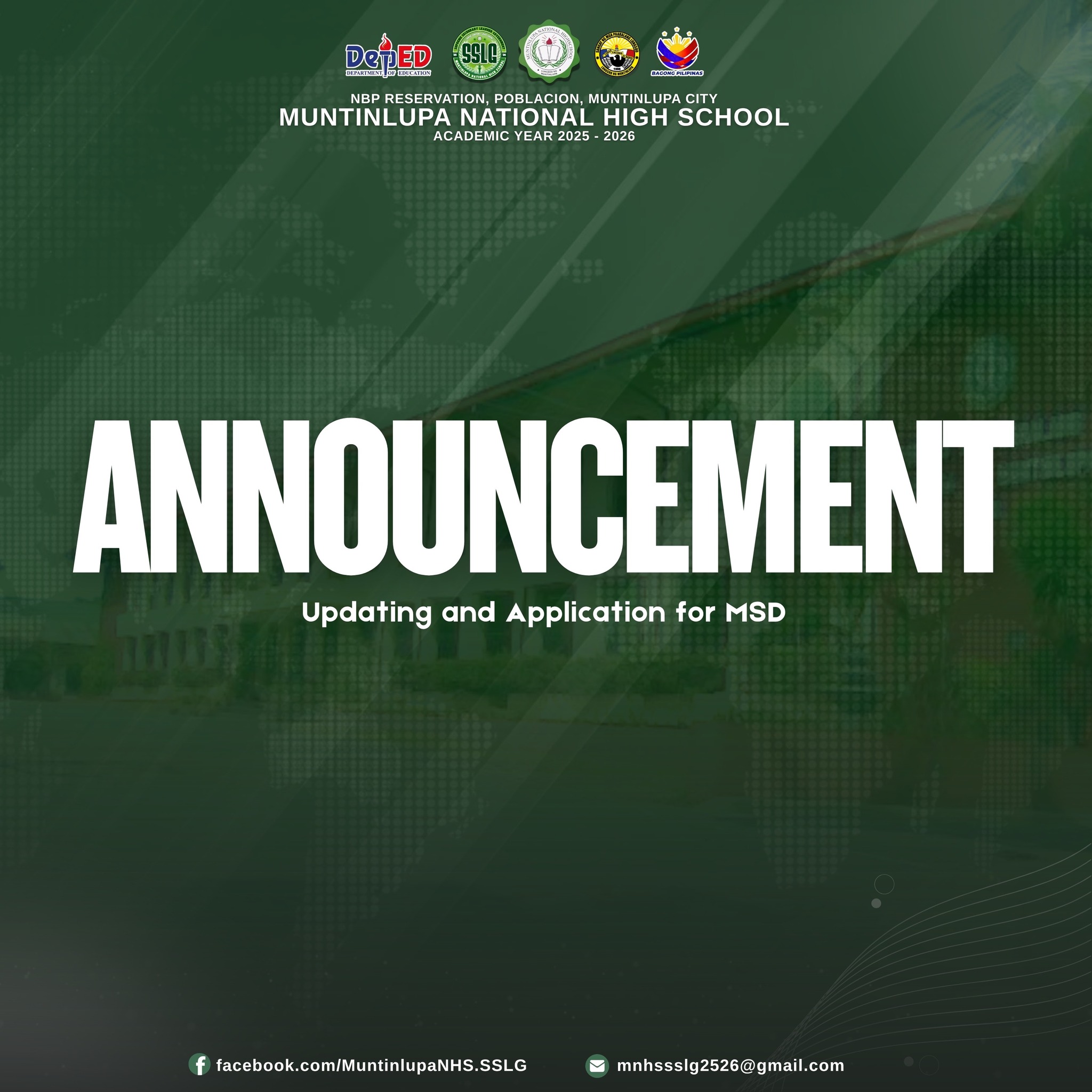 Muntinlupa - UPDATING AT APPLICATION NG MSD ng MNHS JHS: - UPDATING ...