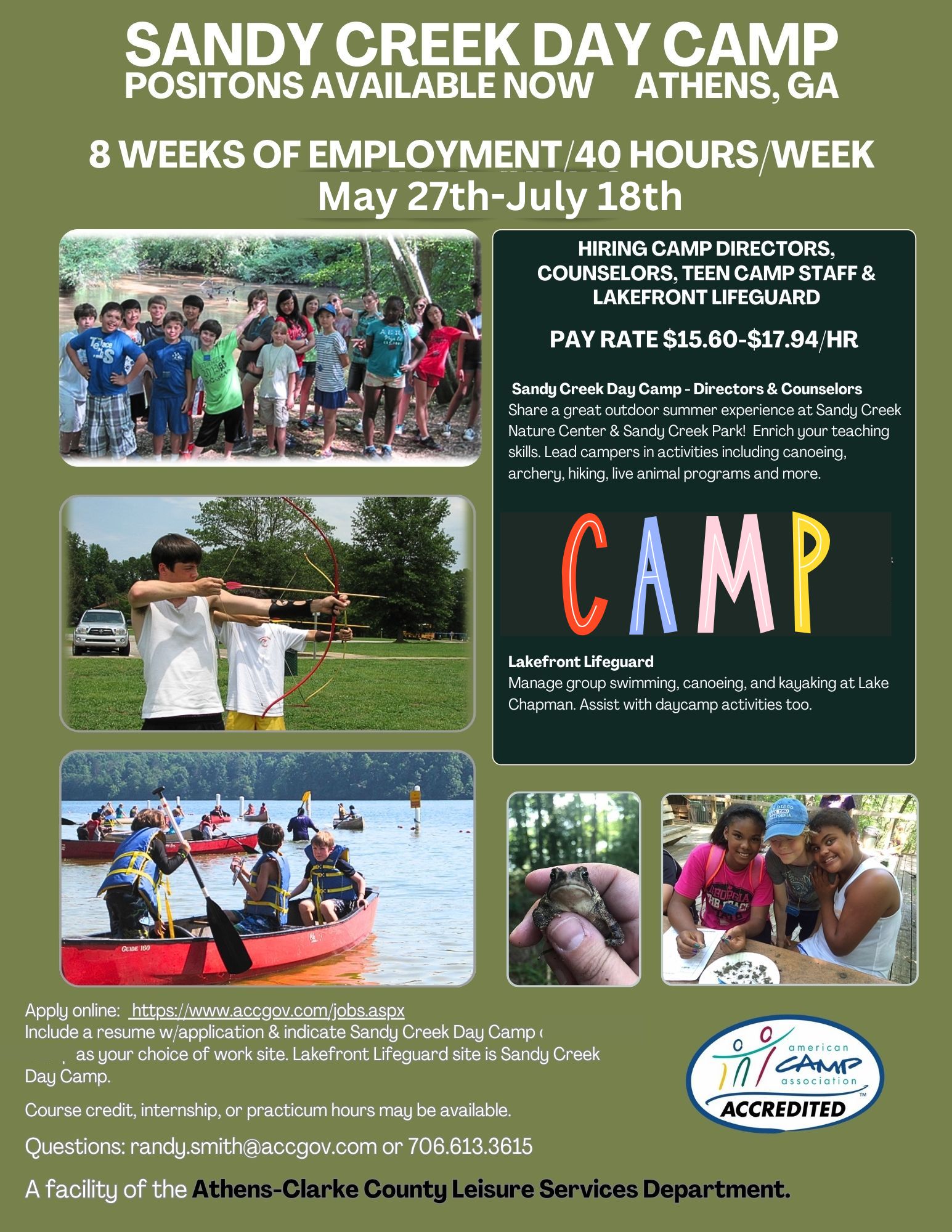 Sandy - Summer staff positions are available for Sandy Creek Day Camp ...