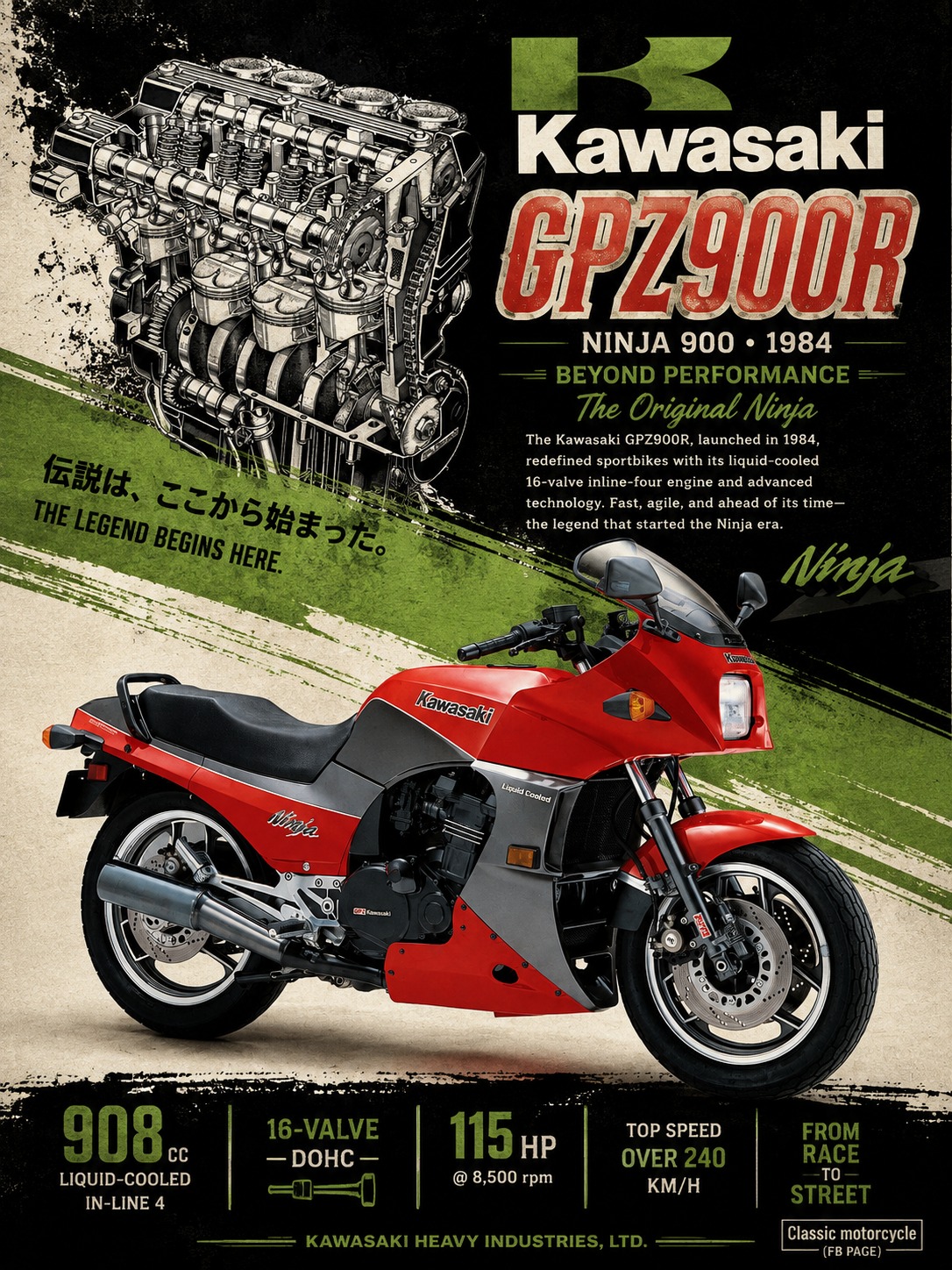 🏍️🔥 **1984 Kawasaki GPz900R Ninja – The Motorcycle That Changed