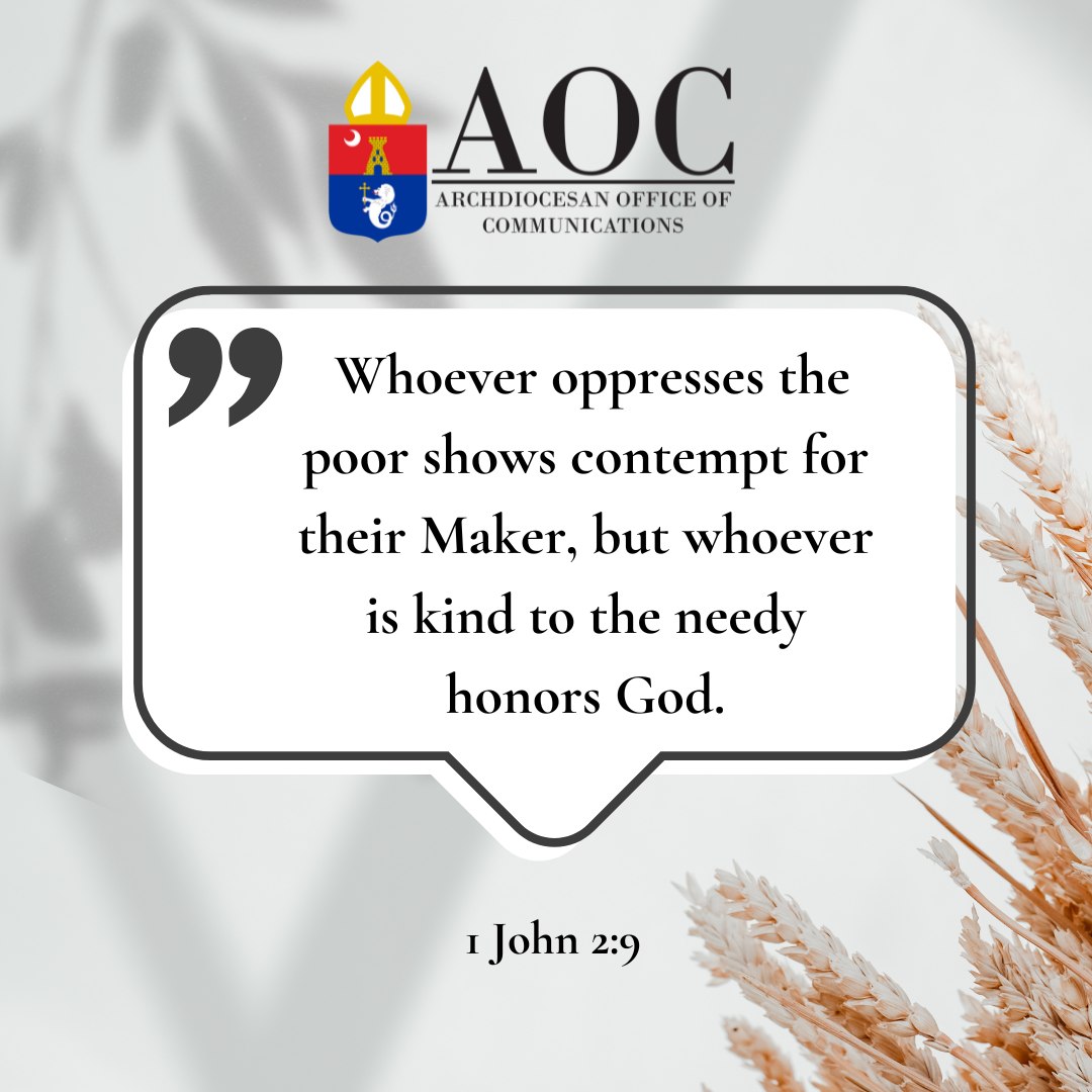 Archdiocese - VERSE OF THE DAY || 1 John 2:9 Whoever oppresses the poor ...