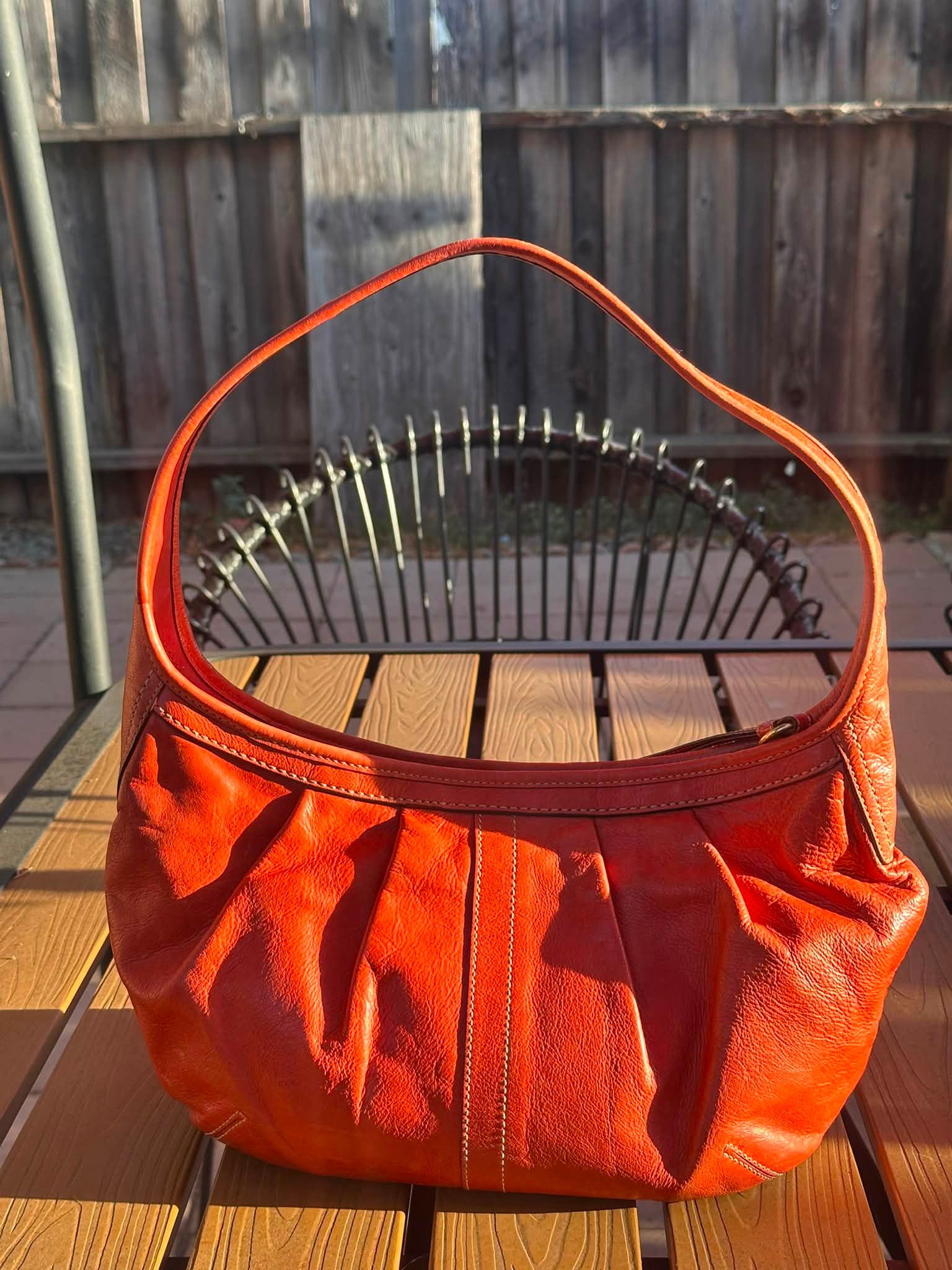 Y2K Coach Ergo pleated hobo bag in burnt orange leather for sale
