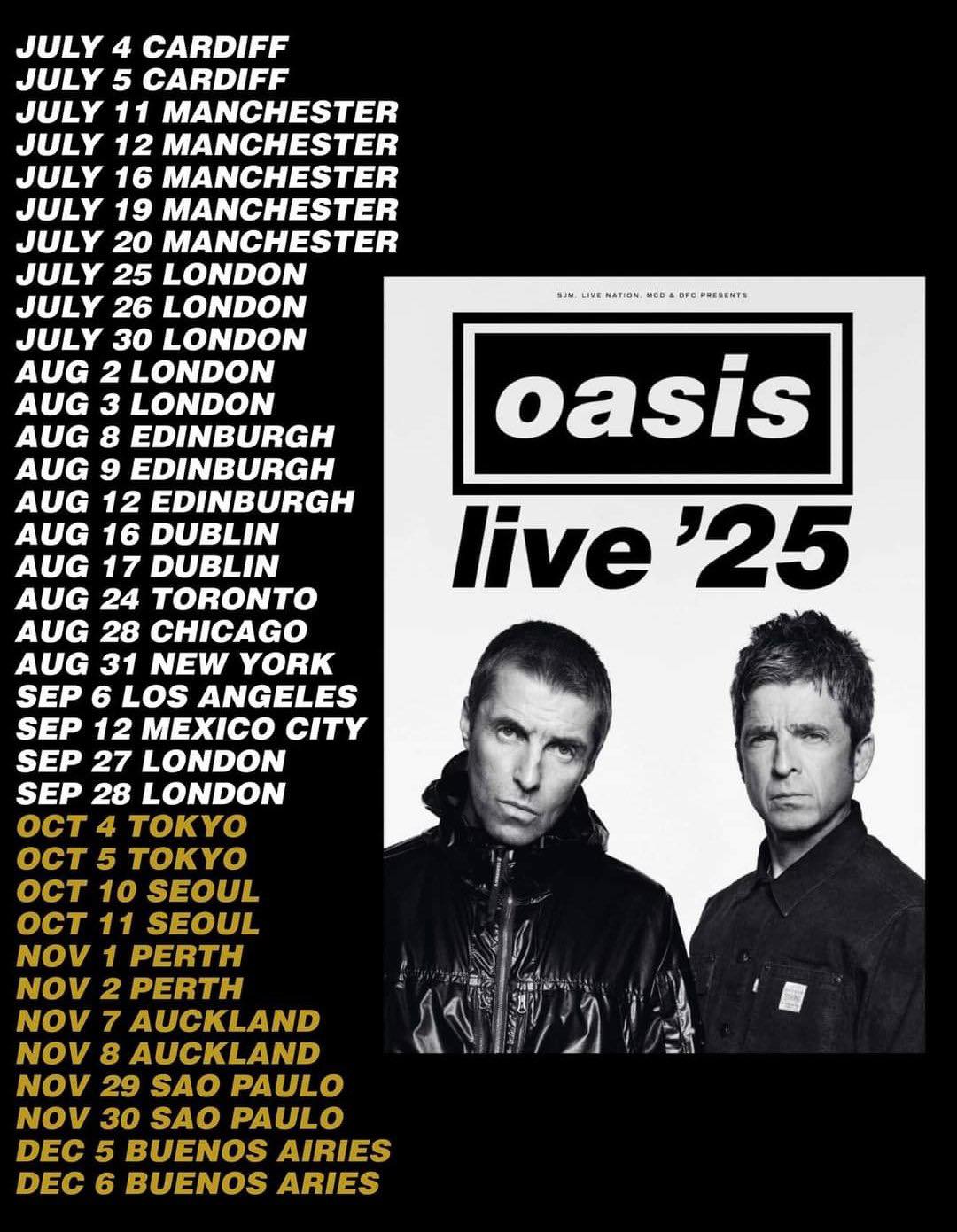 Oasis Live '25 - Official Tour Programme. A Microdot design.