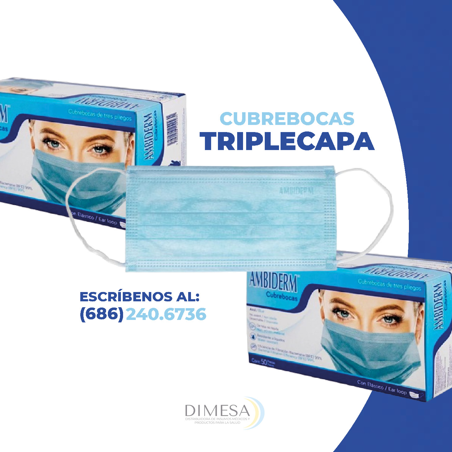 Dimesa - 😷Cubrebocas AMBIDERM😷 ☑️Triple capa ☑️Resistente a líquidos💦 ☑ ...