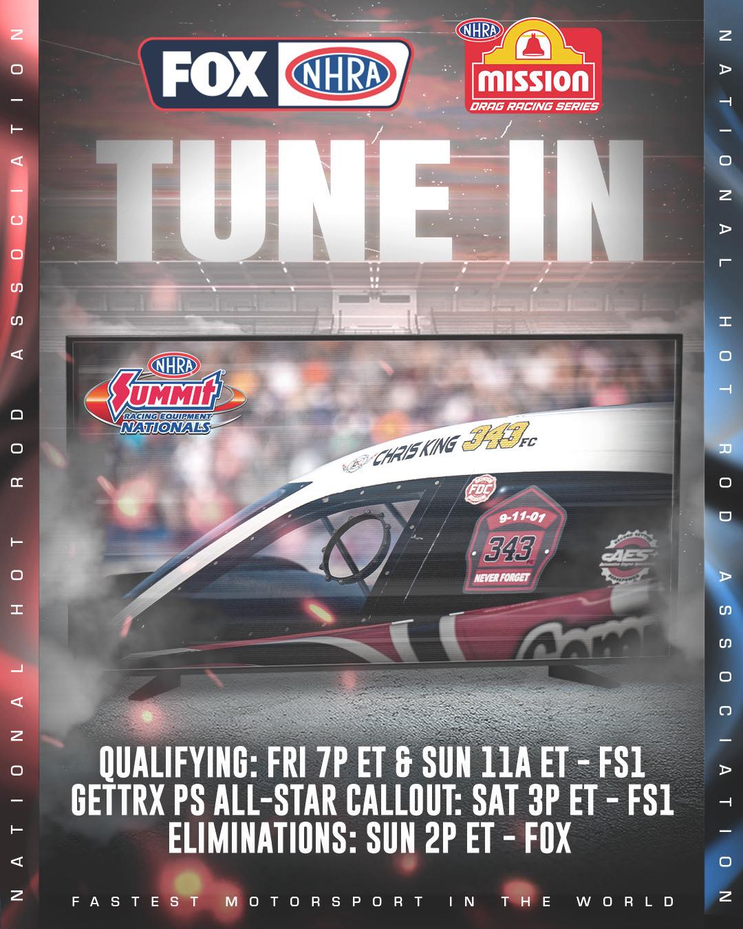 New track on tour and this team is stoked! TUNE IN to #NHRAonFS1