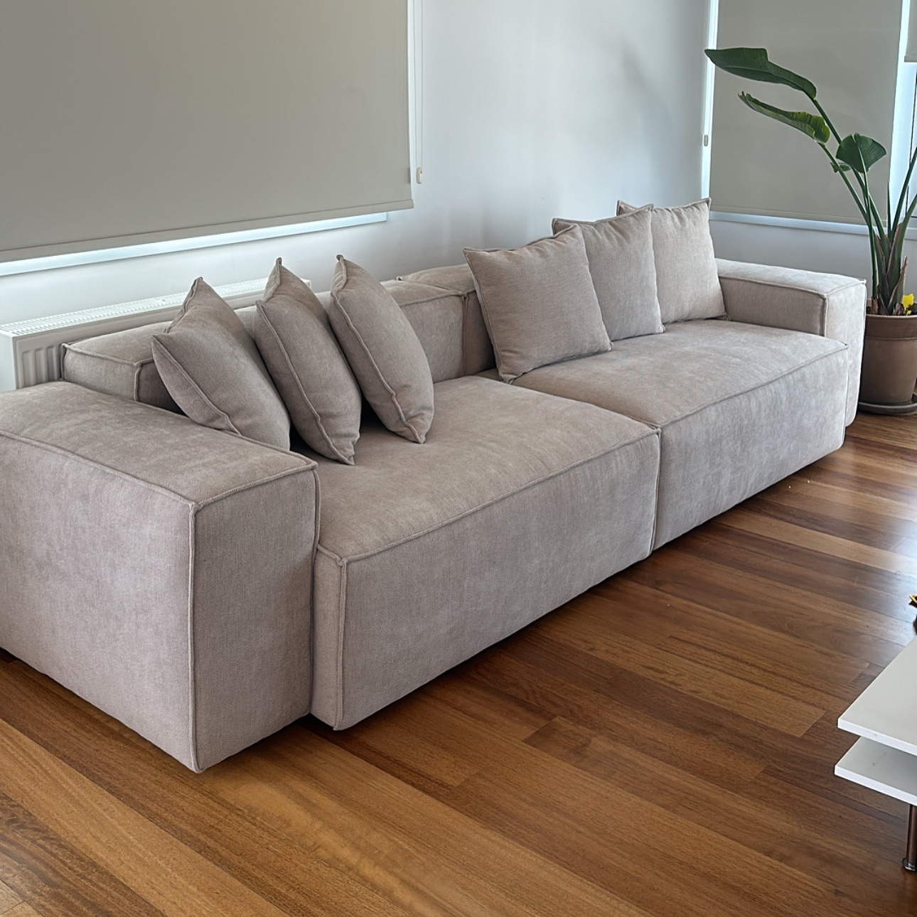 Custom 3m sofa was the highlight of last week's work . #residence #design #collection #sofa #livingroom #fabric #interiordesign #architecture #designer #home #modern #cozy #furniture #nicosia #cyprus