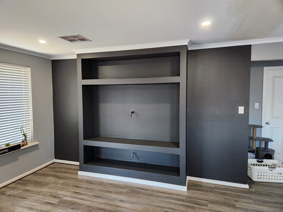 McHandy - New niche feature wall with TV recess, frame constructed by ...