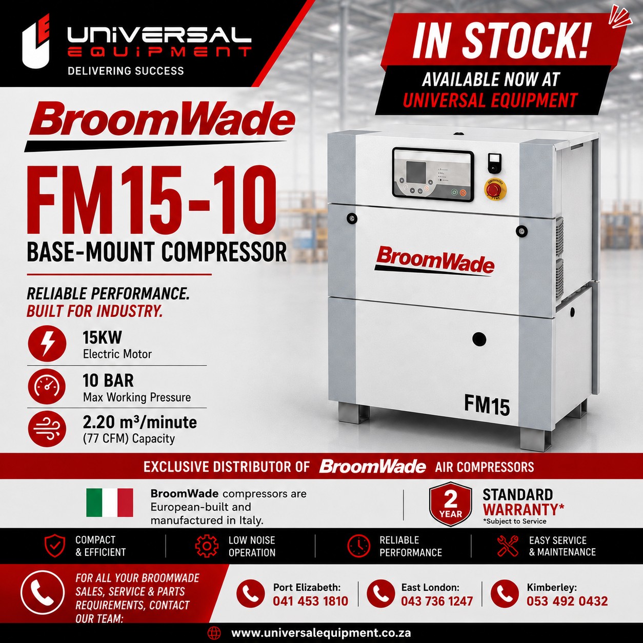 Universal Equipment offers Broomwade compressed air solutions in stock