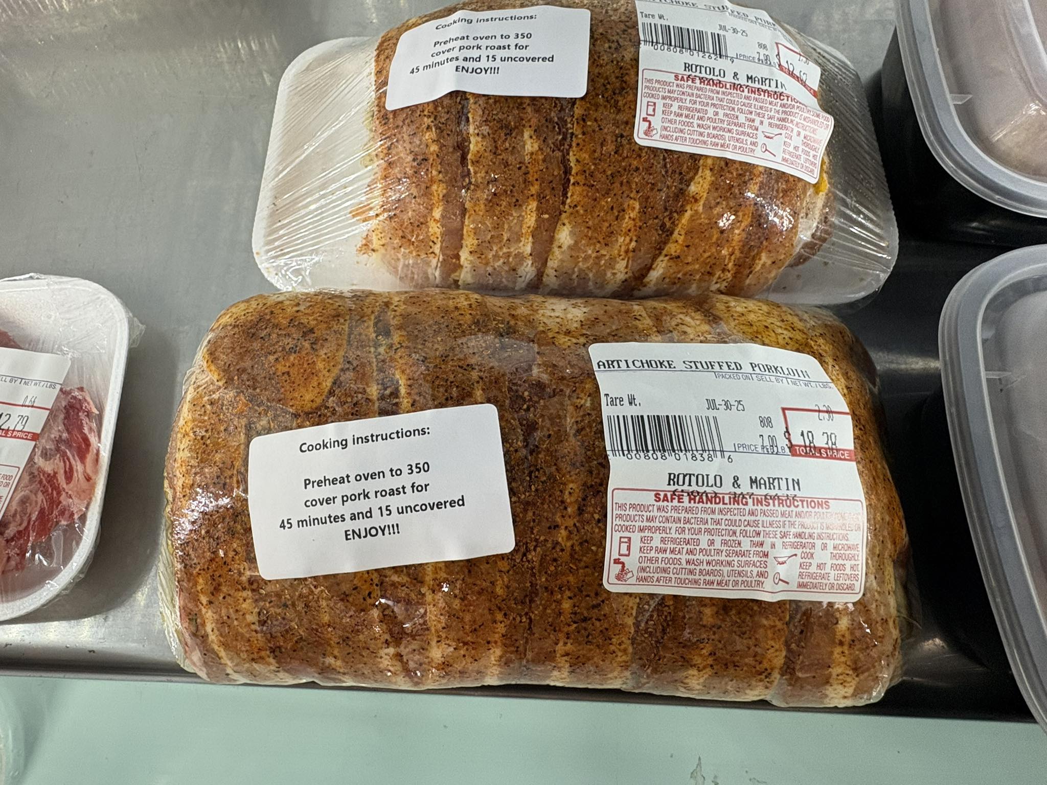 Rotolo - Artichoke stuffed pork loin wrapped in bacon $7.99/lb | Facebook
