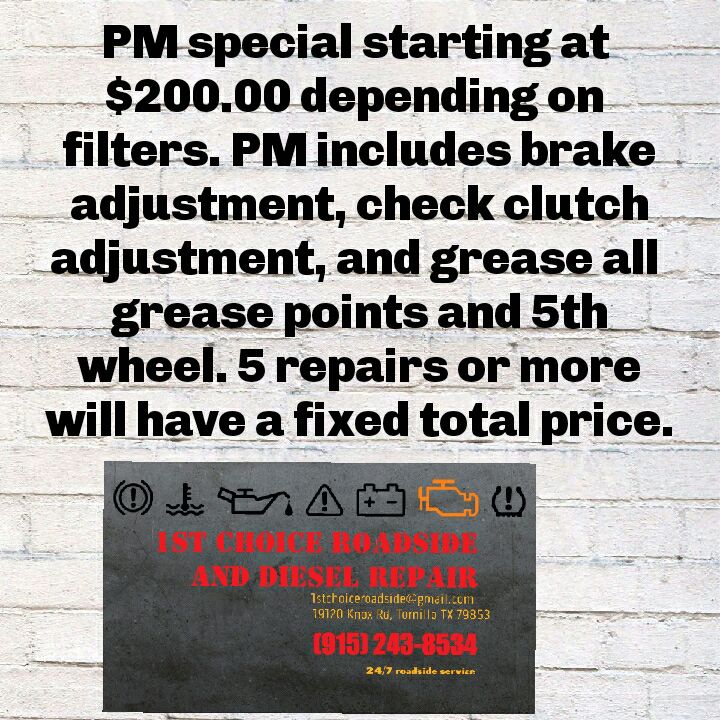 1st Choice Roadside and Diesel Repair | Tornillo TX