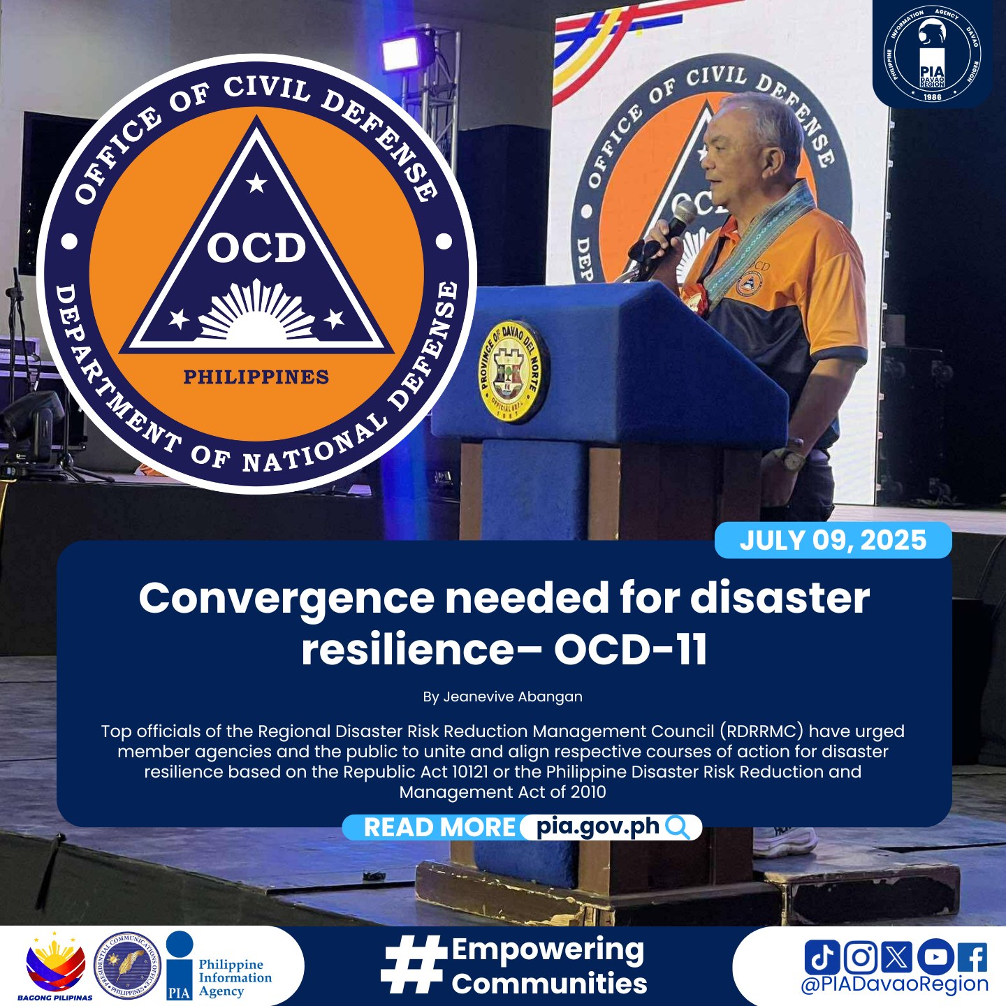 Philippine - Office of Civil Defense (OCD) XI Regional Director Ednar G ...