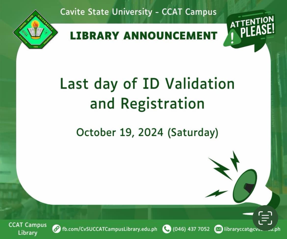 Cavite State University - CCAT Campus Library - 🗓️Library Announcement ...