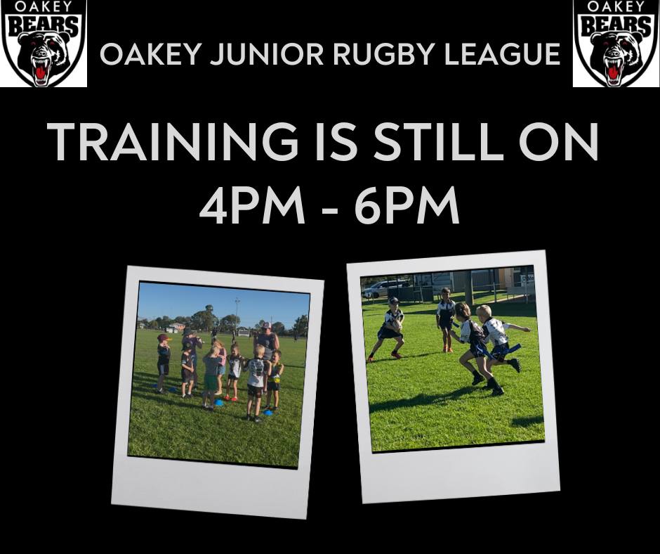Oakey Junior Rugby League - ️TRAINING UPDATE ️ At this stage, We are ...