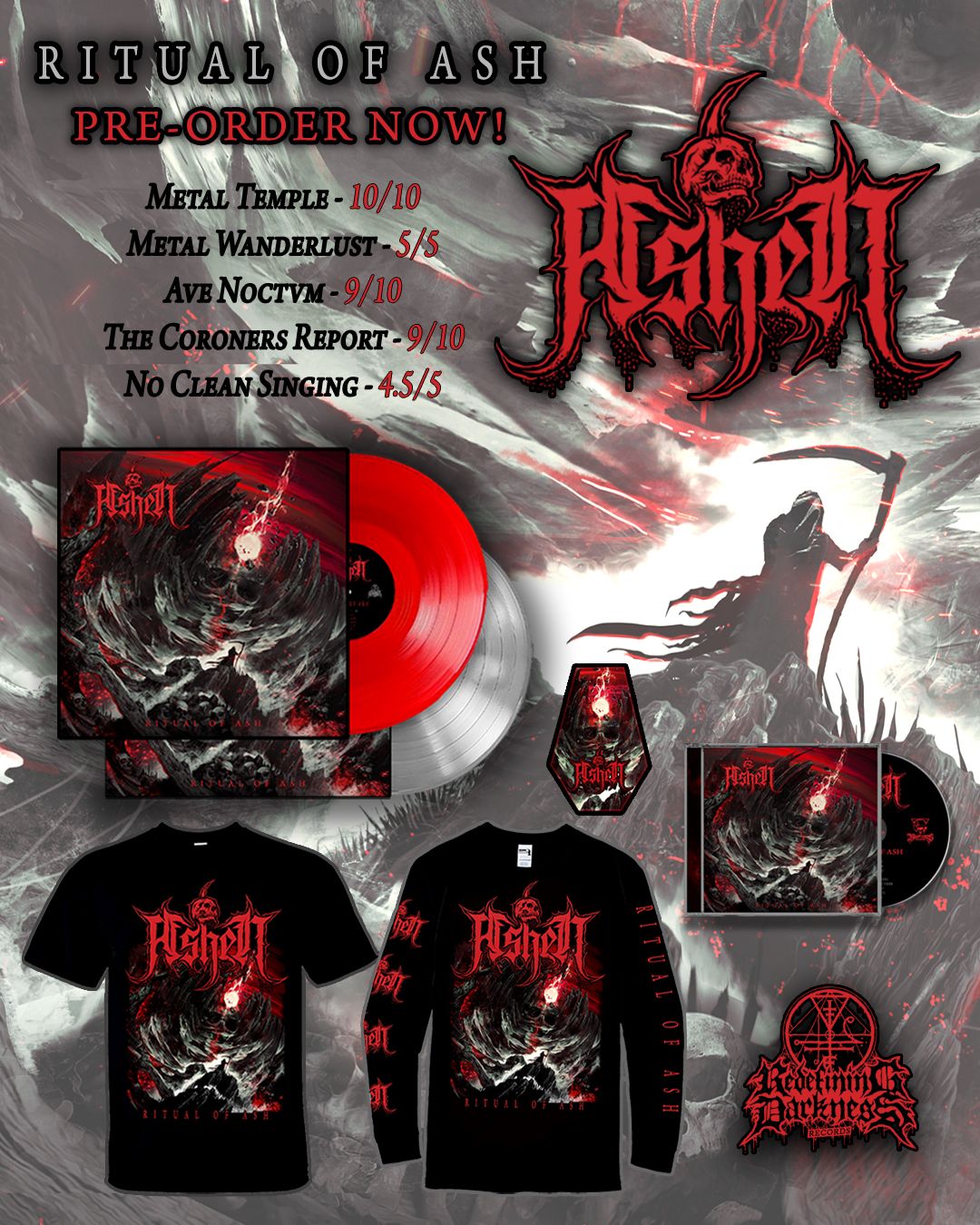 Ash's Meltdown album on limited edition orange and black splatter