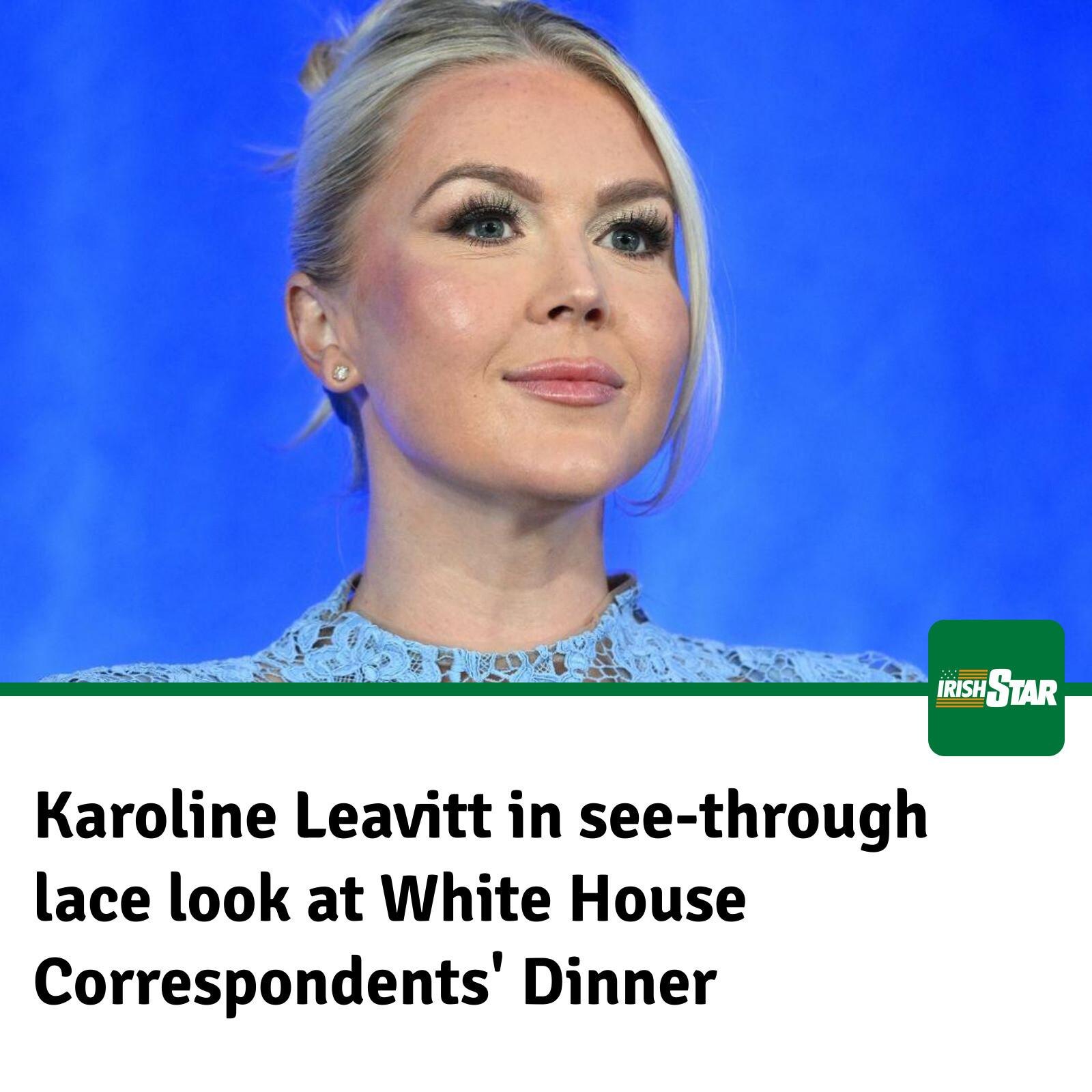 Stepping out in a see-through baby blue lace gown 👗 #KarolineLeavitt #Trump #Politics