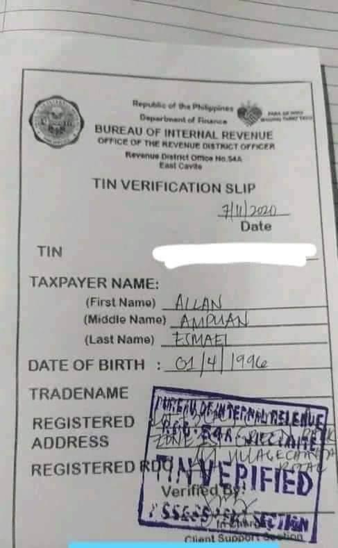 TIN VERIFICATION SLIP ITO UNG SLIP NA... - Online Assistance | Facebook