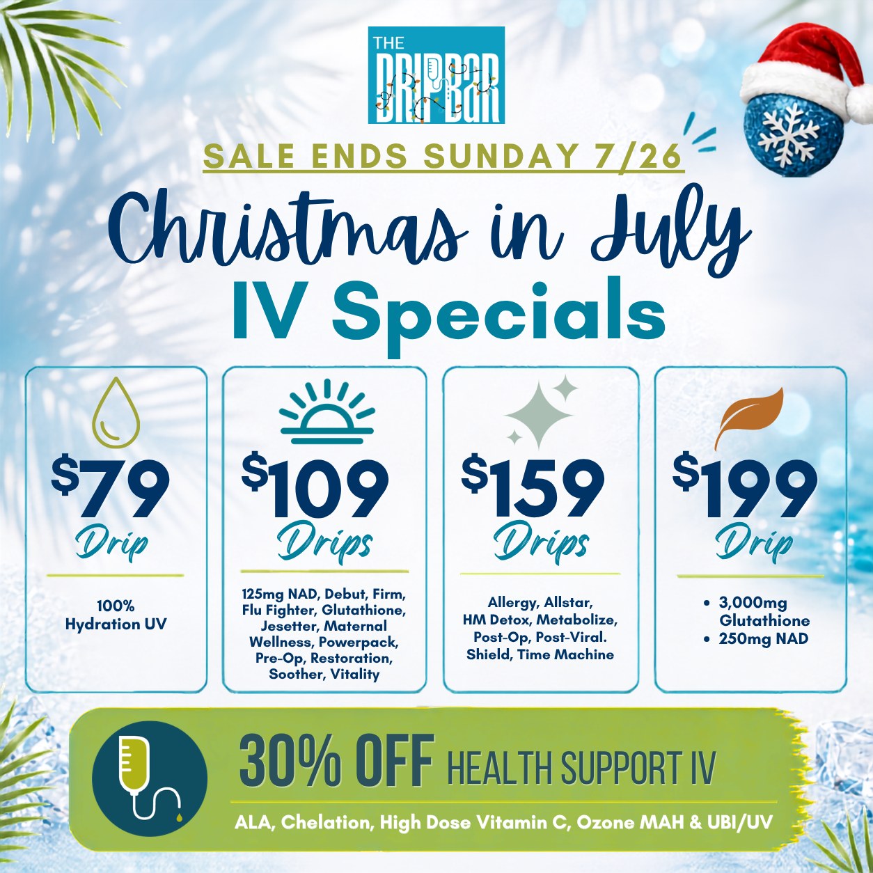 🎄☀️ Day 2 of our Christmas in July Sale is here — and it's going FAST! ⏰💧 If you've been thinking about stocking up on your favorite IV drips, now is the