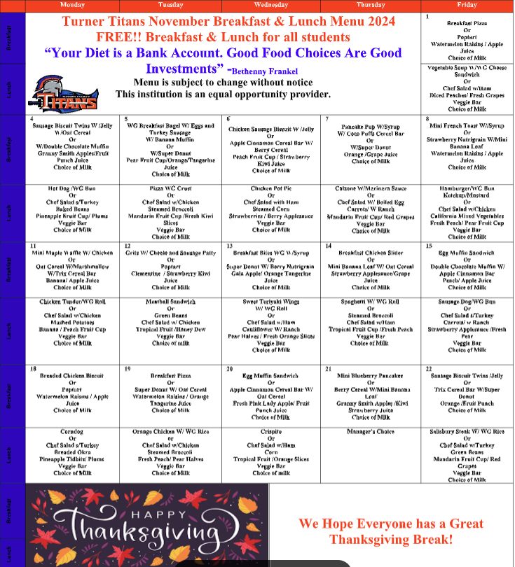 Turner - Take a look at the new Breakfast & Lunch menus for November ...