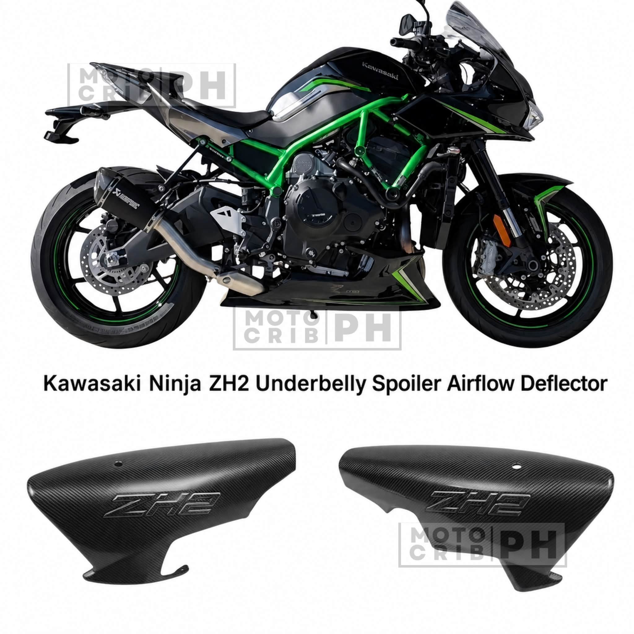 Carbon Belly Pan for Kawasaki ZH2 🔺 Original Pure Carbon 🔺 Gloss