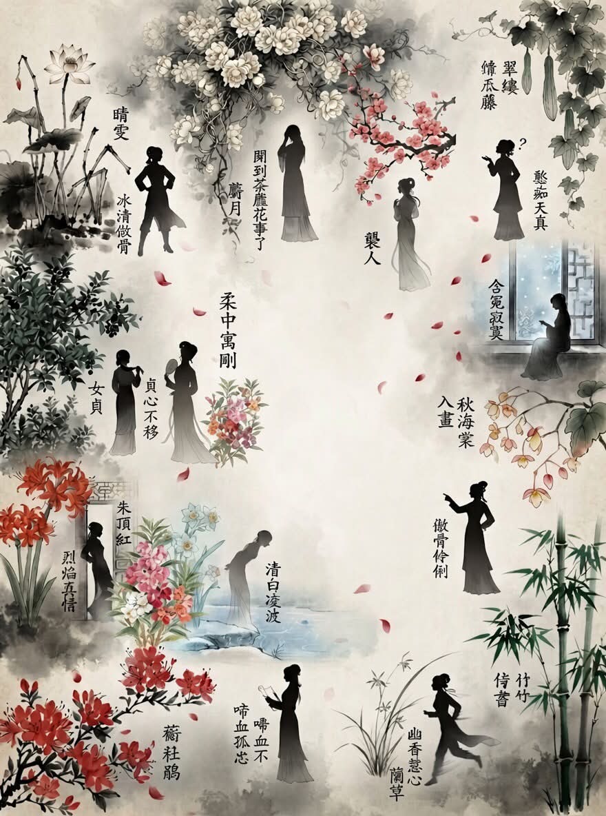 瓷版畫：胡湘雲-《黛玉葬花》、87版《紅樓夢》中的黛玉葬花《葬花詞