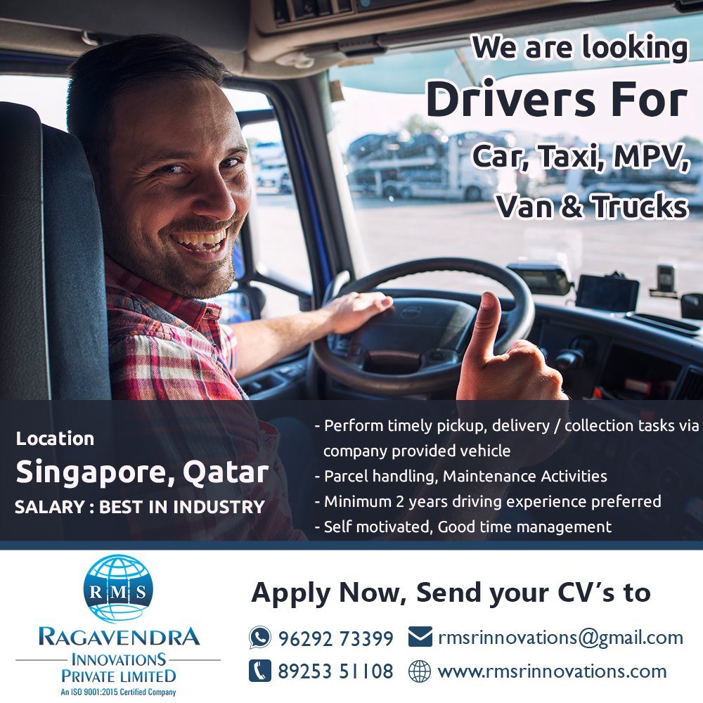 We are hiring Drivers for driving Car, Taxi, MPV, Van & Trucks for the ...