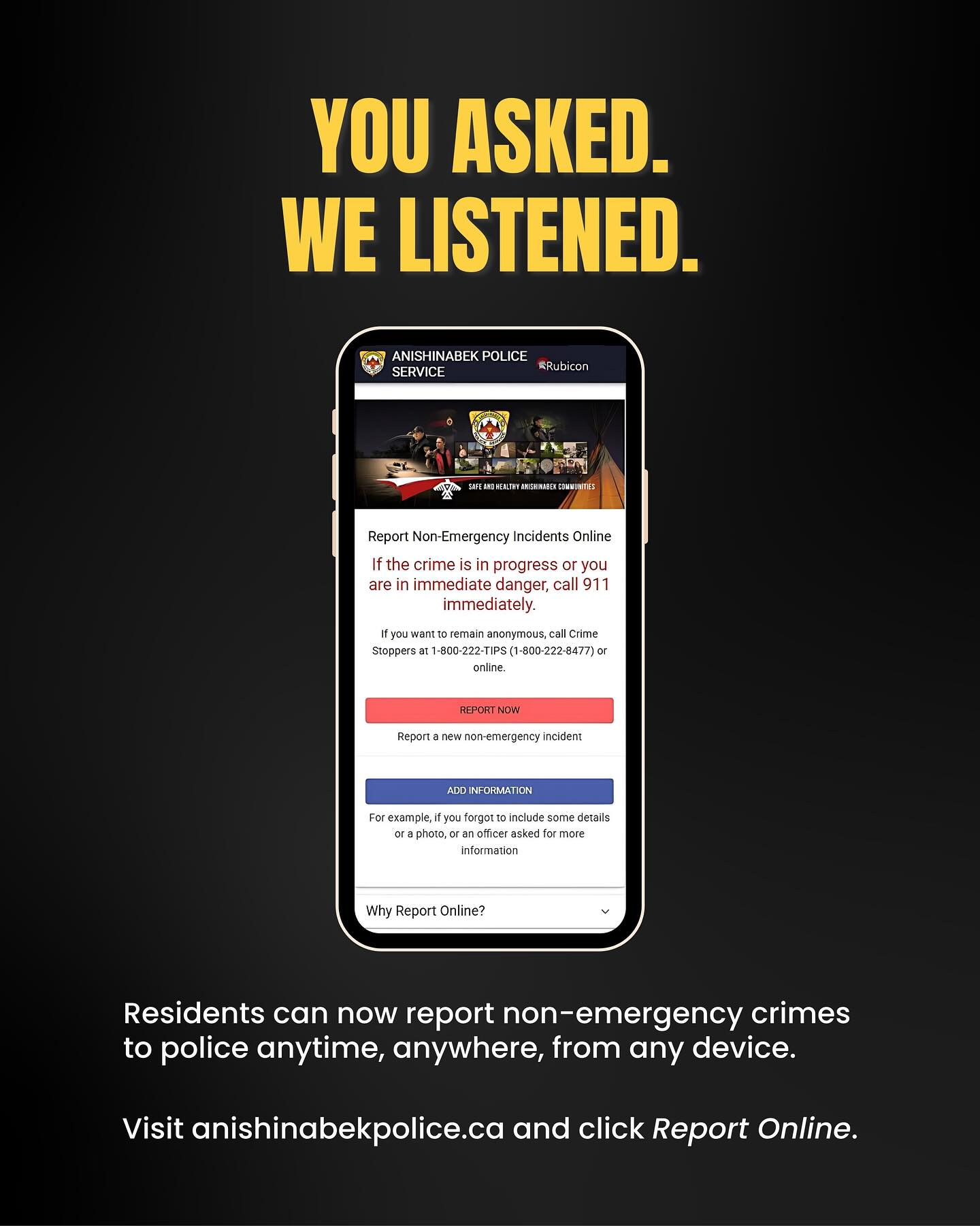 Anishinabek - 📢Anishinabek Police Service Launches New Online Incident ...