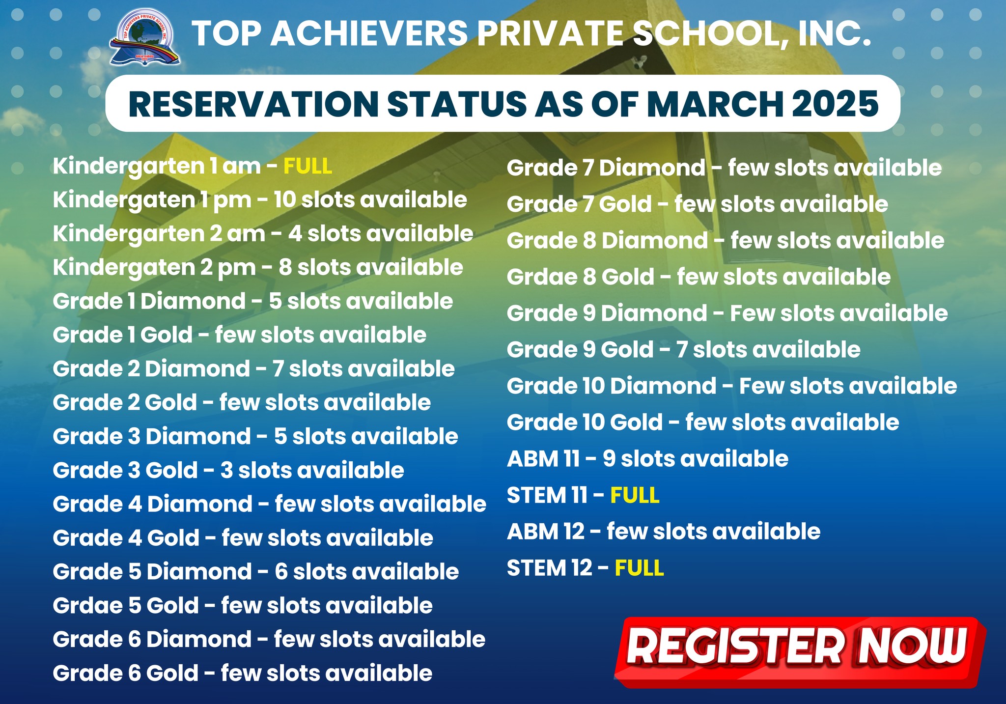 TAPS - 📣 ANNOUNCEMENT: Here is the reservation status for SY 2025-2026 ...