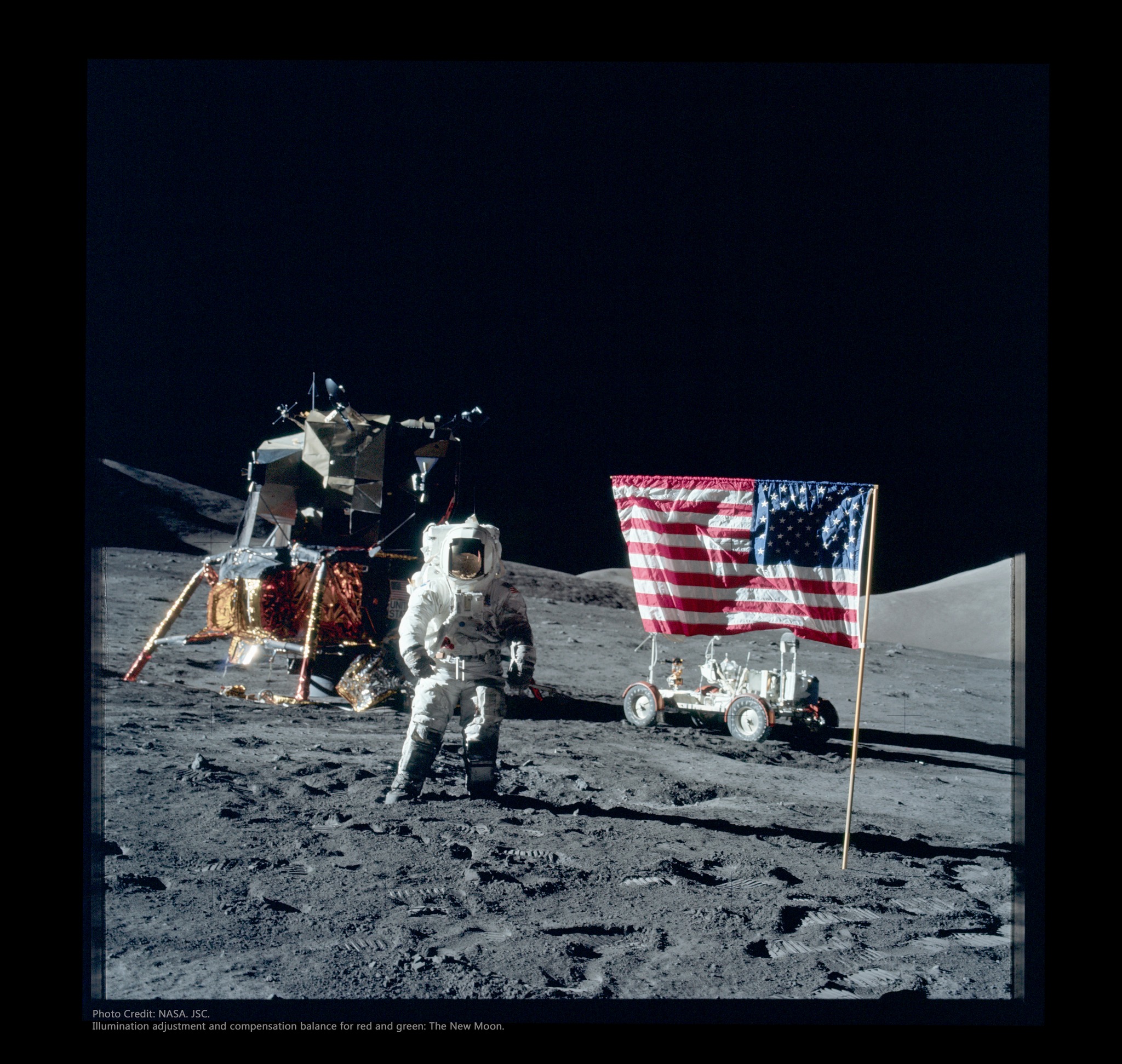 Apollo 17 lunar module pilot on the moon surface
