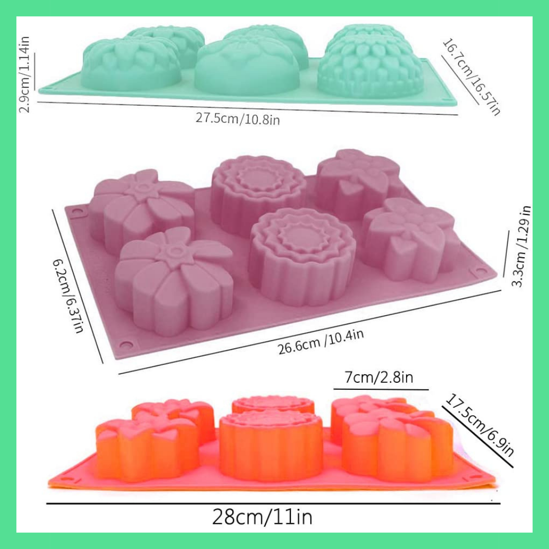 Moldes De Silicona Para Jabones Artesanales - 3 Piezas, 6 Cavidades, Incluye 50 Bolsas De Embalaje