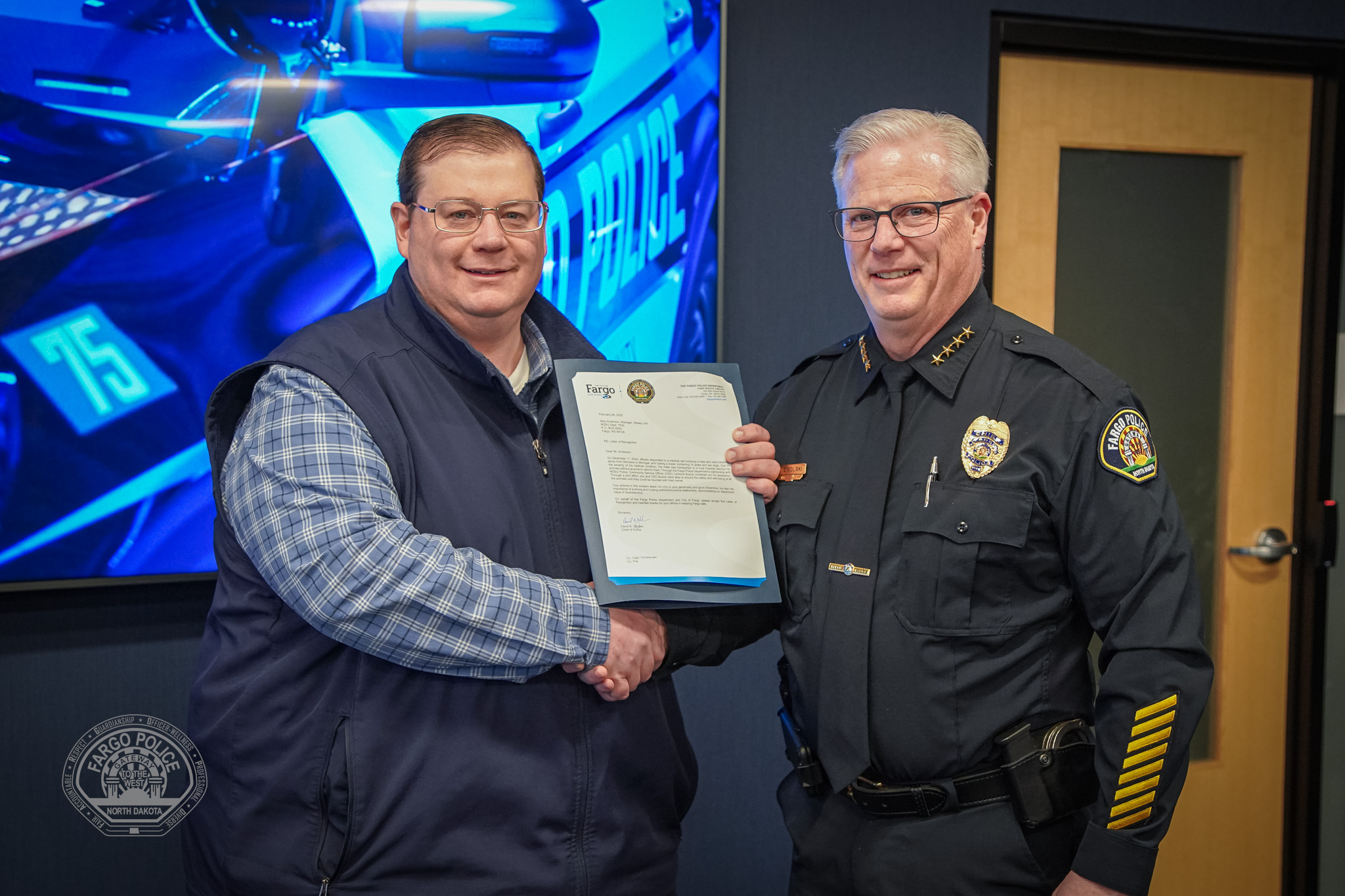 Fargo - Skip Anderson receives his Letter of Recognition from #FargoPD ...
