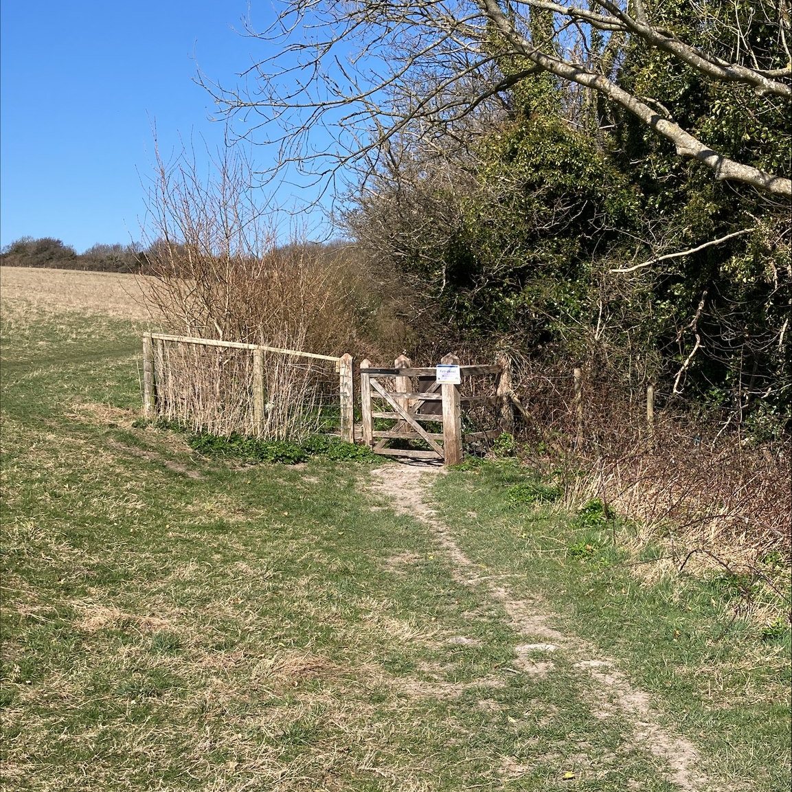 Lewes - The wooded path which runs parallel with the Offham Road on the ...
