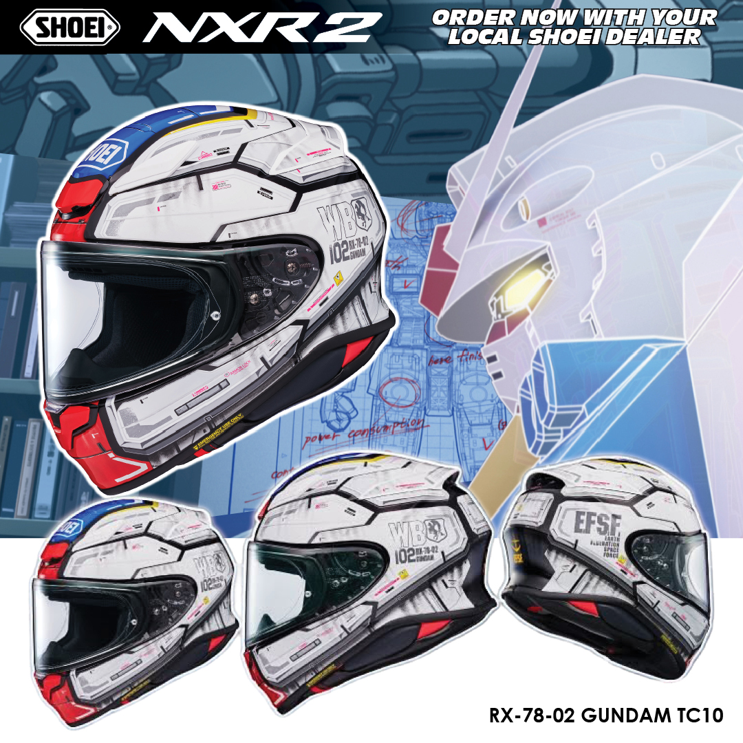 helmet shoei local X-Fifteen density EPS liner for exceptional protection on the road Pre-order Gundam-themed Shoei NXR2 helmets