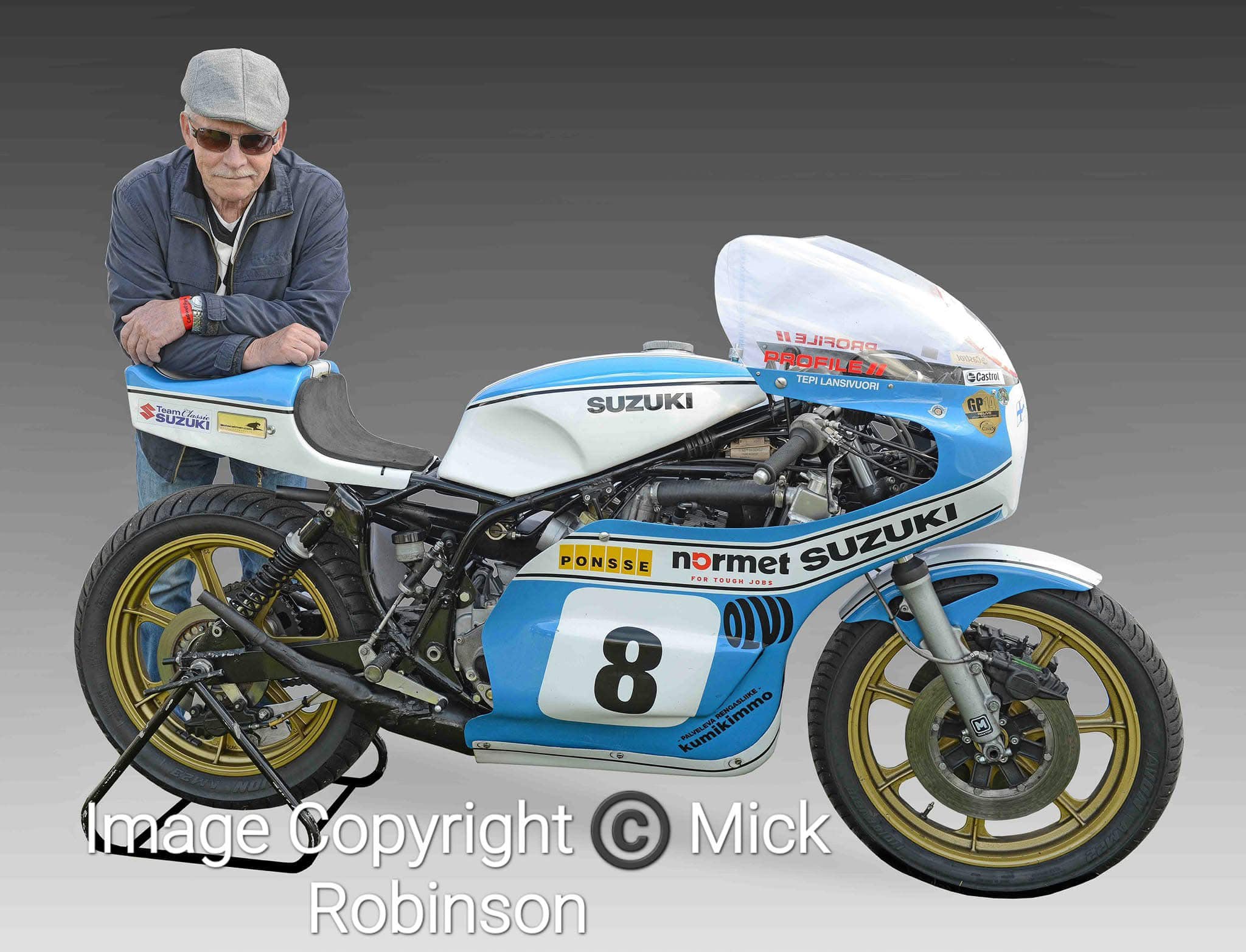 Tepi Länsivuori with Suzuki TR750. Credit ©️ Mick Robinson