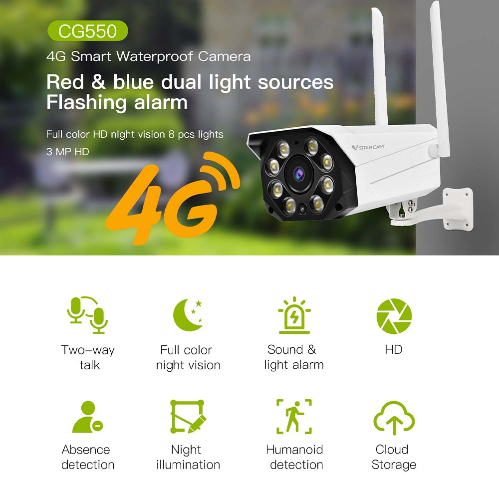 Olaa - CG550 IP Camera Outdoor 1080P LTE 4G Vstarcam ...