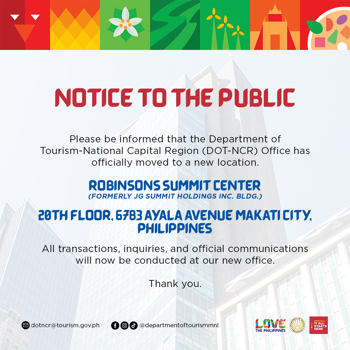 📣 ANNOUNCEMENT 📣... - Department of Tourism - Metro Manila | Facebook
