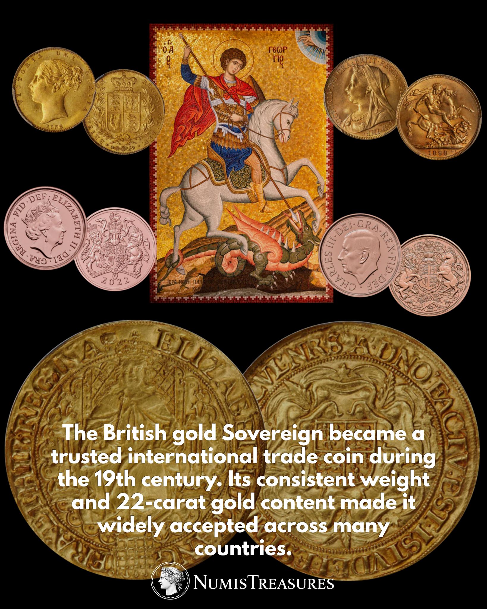 What is the identification of the British gold sovereign coin?