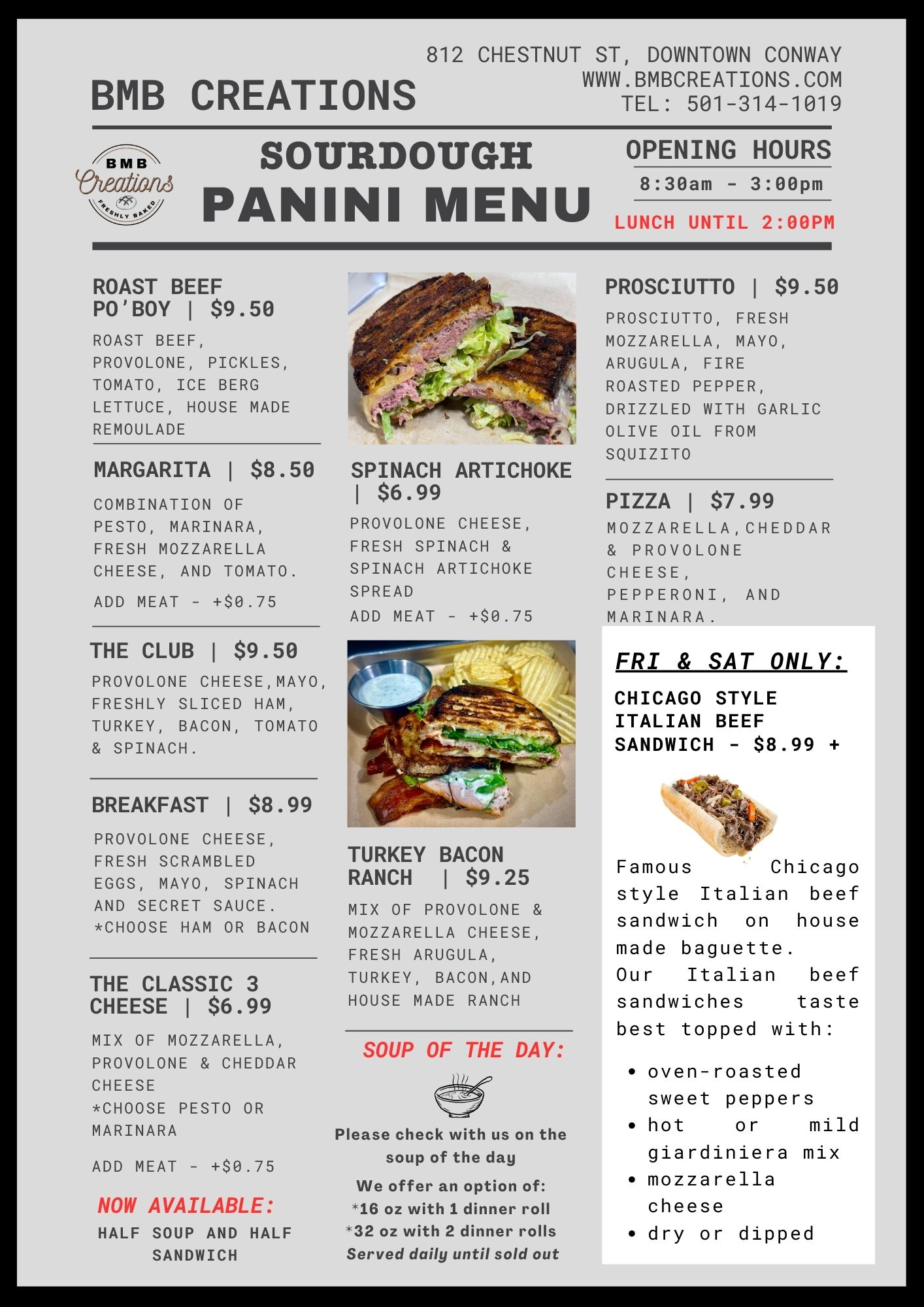 New menu starting this week!... - BMB Creations - bakery