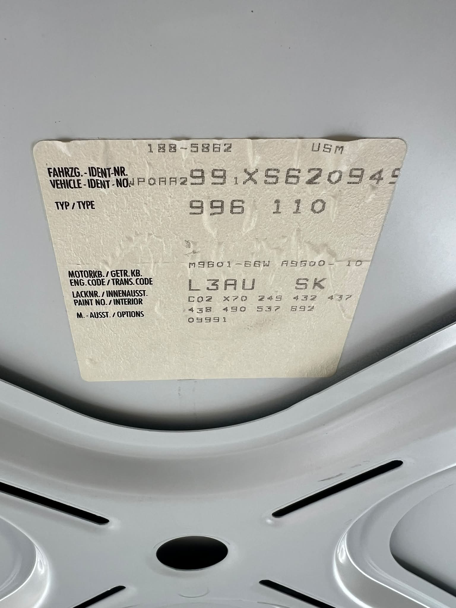 Can I decode Porsche 996.1 option codes and recreate a window