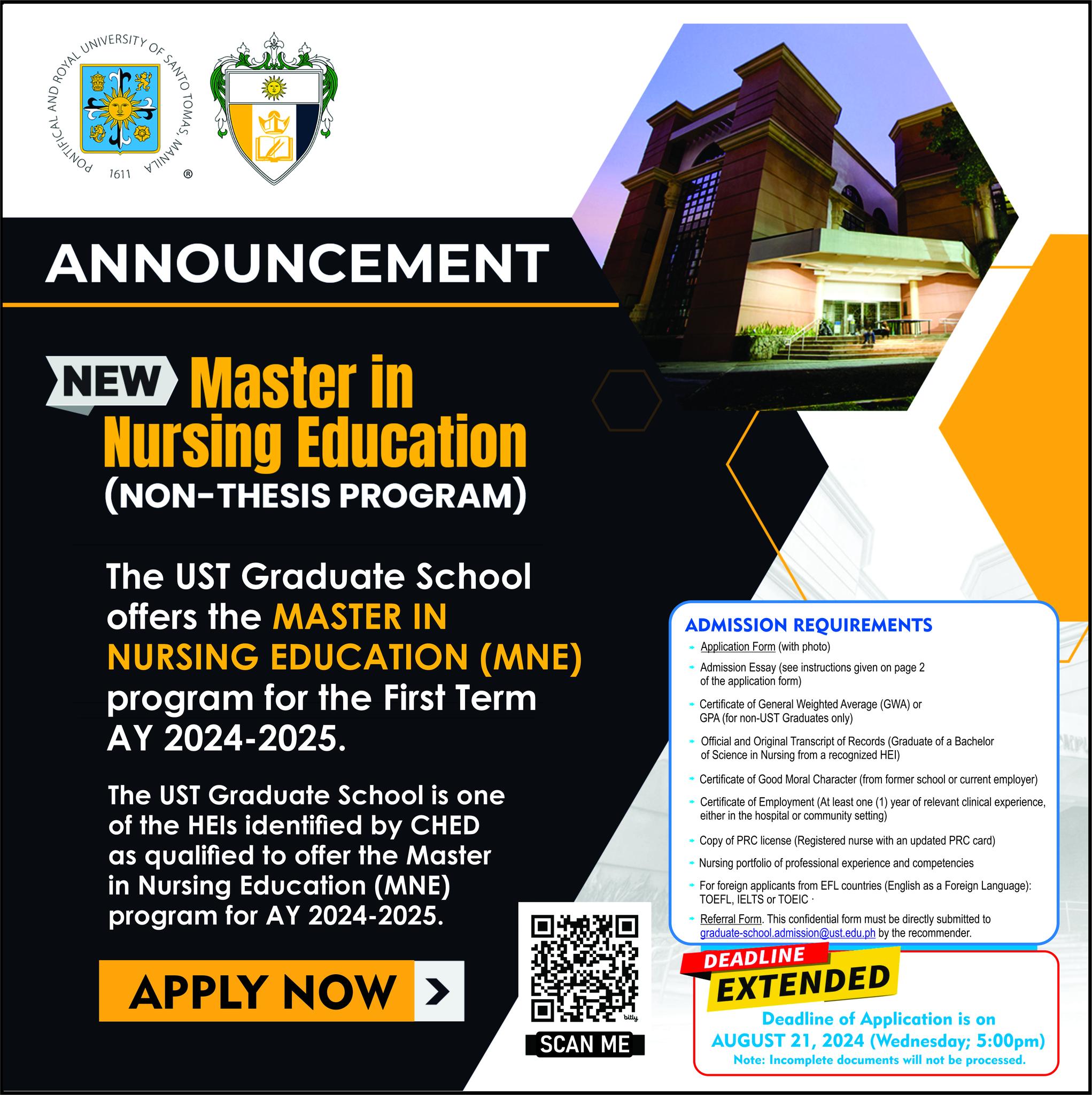 Master in Nursing Education... - UST Graduate School