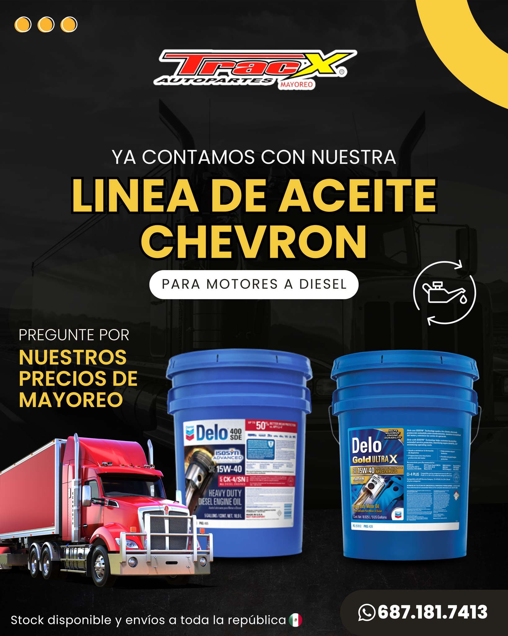 Tracx - 🛢️ ¡Ya disponible en Tracx Autopartes! Línea de aceite Chevron ...