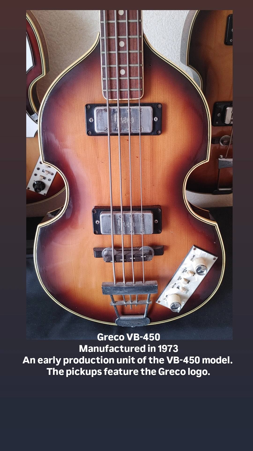 Greco Violin Bass VB-450 models from 1972-1976 compared