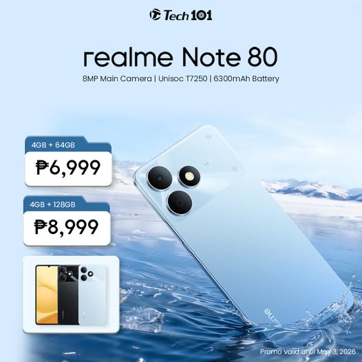 realme Note 80 — ₱6,999! 8MP | Unisoc T7250 | 6,300mAh 4GB+64GB