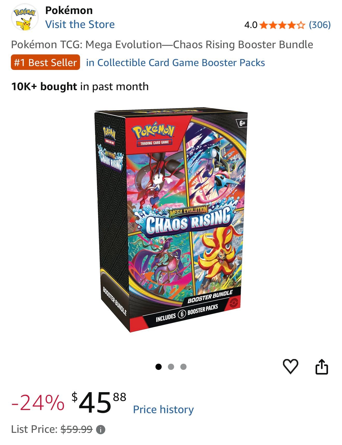 discounts pokemon booster box The Pokémon TCG Chaos Rising Bundle has dropped to $40 on Amazon — save nearly $20 Another Chaos Rising price cut. Link in the comments 👇 Case Color:Artwork only and heroic Trainers are cnspsets Pokémon TCG: 10 Strongest